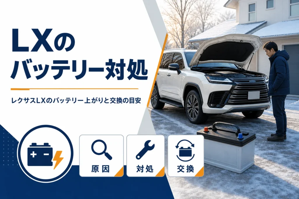 レクサスLXのバッテリー上がりと交換を解説する記事のアイキャッチ