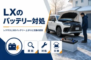レクサスLXのバッテリー上がりと交換を解説する記事のアイキャッチ