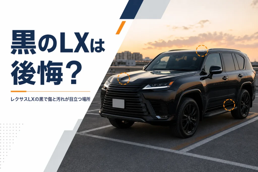 黒いレクサスLXの傷や汚れの目立ち方を示したアイキャッチ