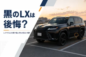黒いレクサスLXの傷や汚れの目立ち方を示したアイキャッチ