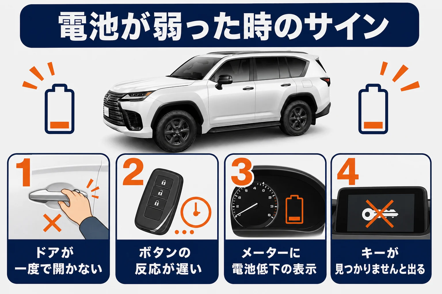 LXのスマートキー電池が弱った時のサインと交換の目安をまとめた図解