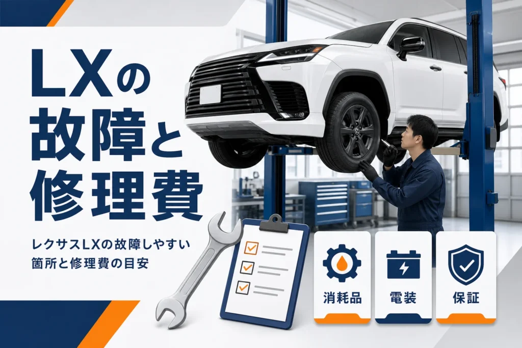 レクサスLXの故障しやすい箇所と修理費の目安を解説する記事のアイキャッチ