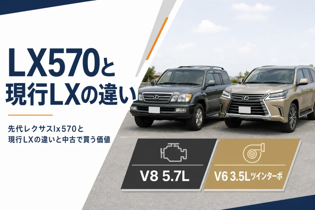 先代レクサスLX570と現行LXの違いを比較する記事のアイキャッチ