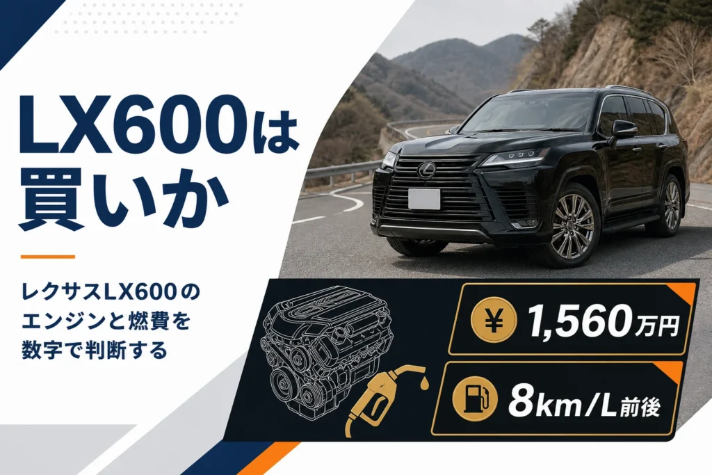 レクサスLX600のエンジンと燃費、価格を解説する記事のアイキャッチ