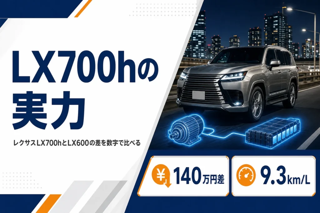 レクサスLX700hの価格と燃費をLX600と比べる記事のアイキャッチ