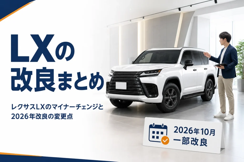 レクサスLXのマイナーチェンジと2026年の一部改良を解説する記事のアイキャッチ