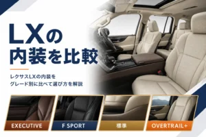 レクサスLXの内装をグレード別に比較する記事のアイキャッチ