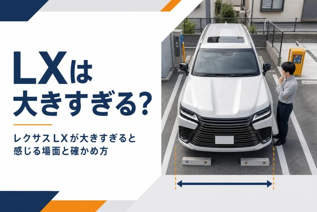 コインパーキングの枠に停めた大型SUVと左右の余白を示したアイキャッチ