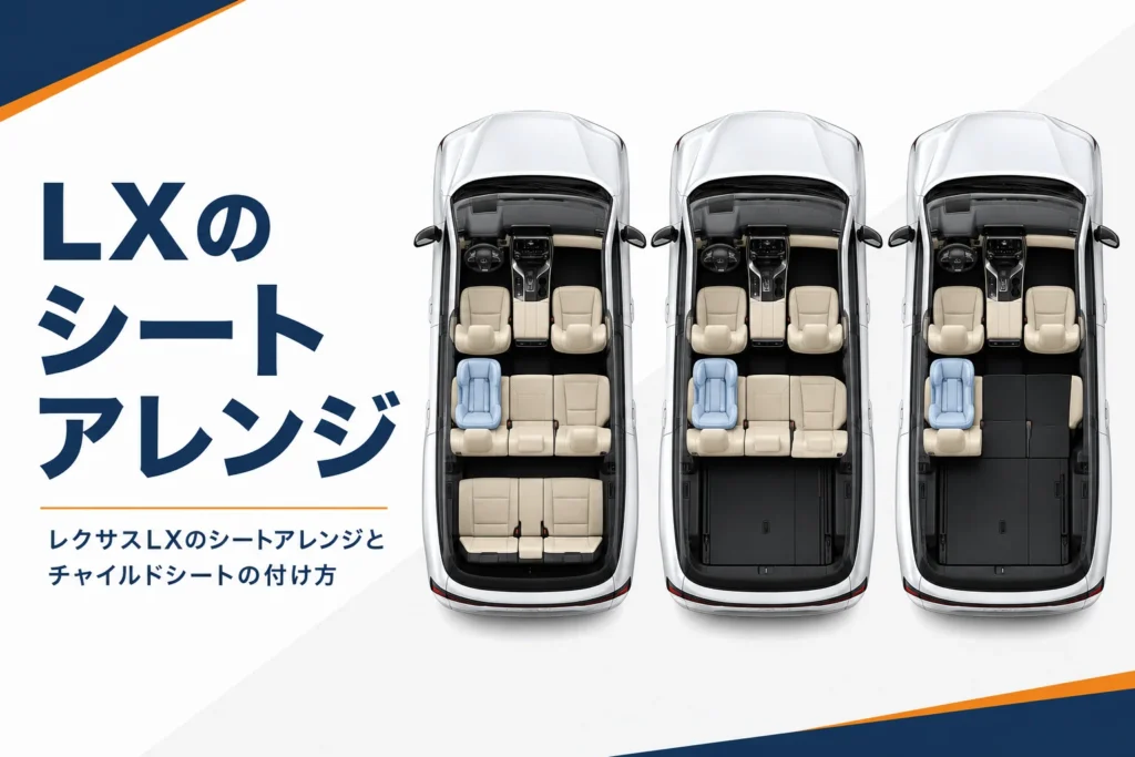 レクサスLXのシートアレンジの例を示したアイキャッチ