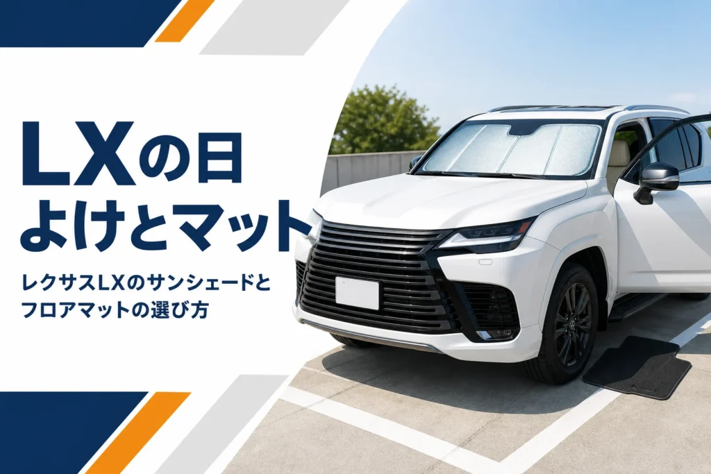 レクサスLXのサンシェードとフロアマットを紹介するアイキャッチ