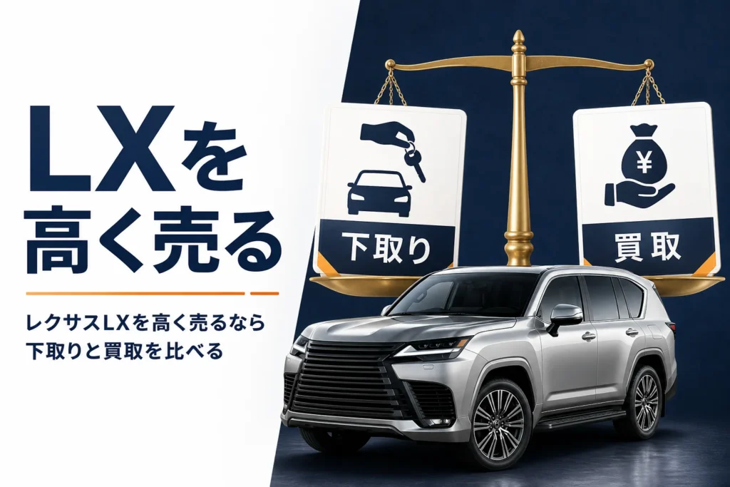 レクサスLXを高く売るために下取りと買取を比べるアイキャッチ