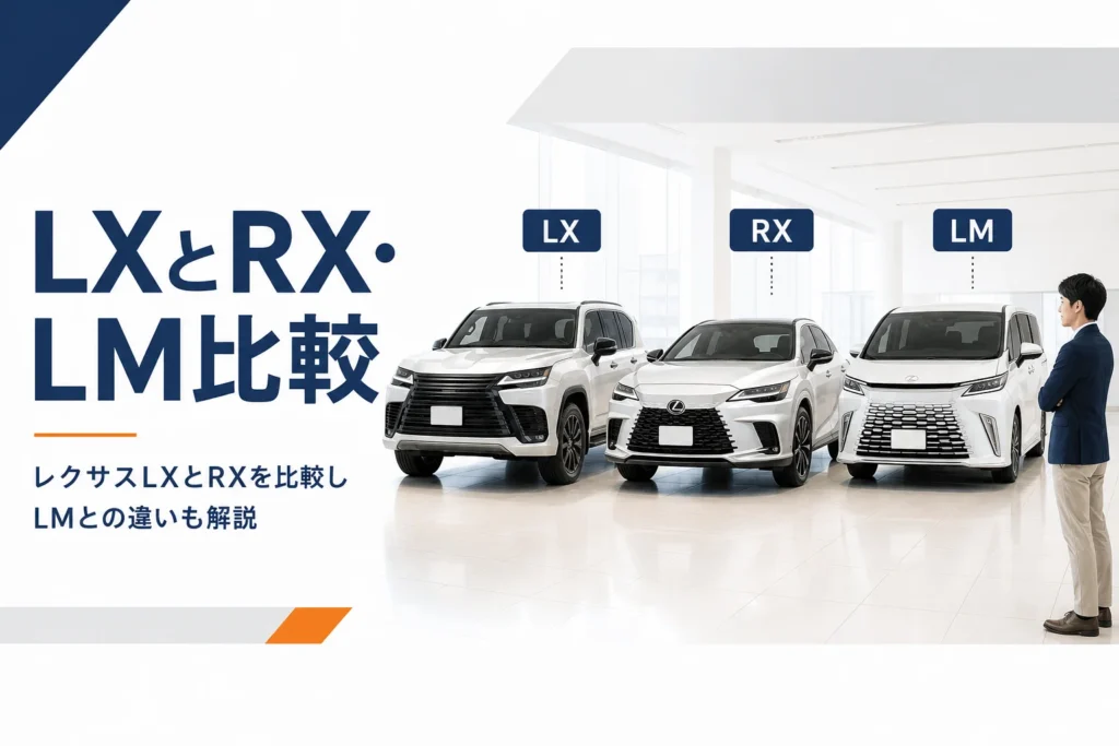 レクサスLXとRX・LMの違いを比べる記事のアイキャッチ