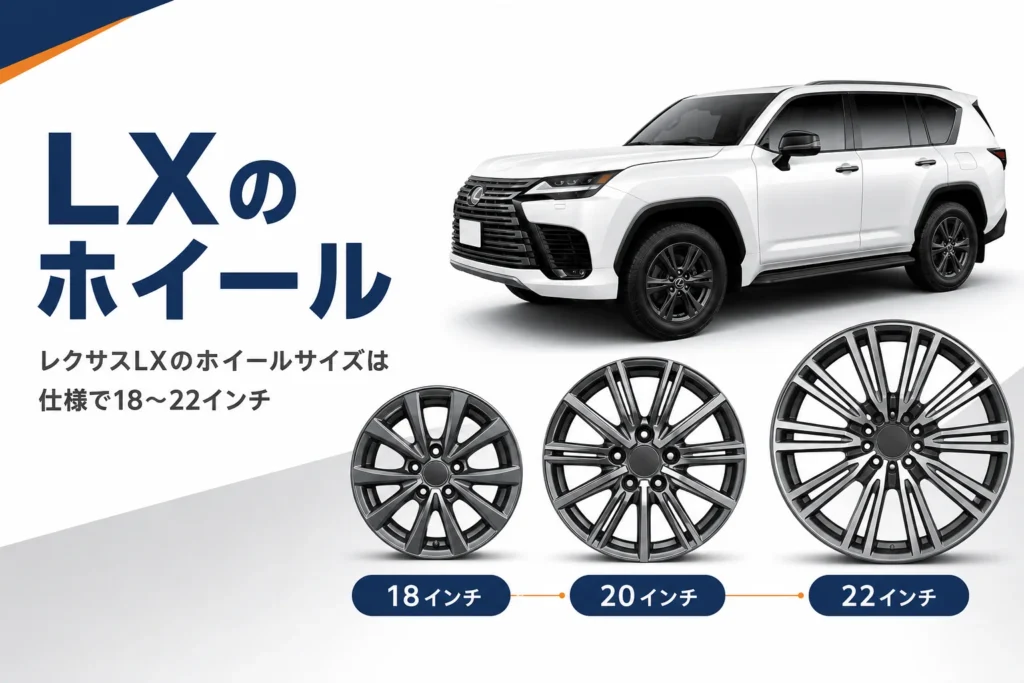 レクサスLXの純正ホイールサイズの違いを示したアイキャッチ