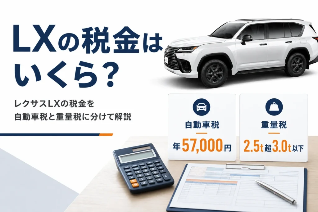 レクサスLXの自動車税と重量税の金額を解説する記事のアイキャッチ